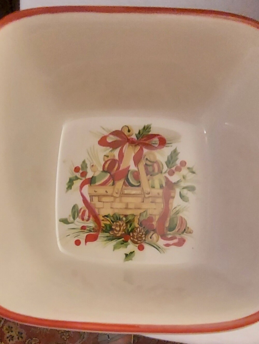 Longaberger Small Square Natures Garden Cream Ceramic Dish